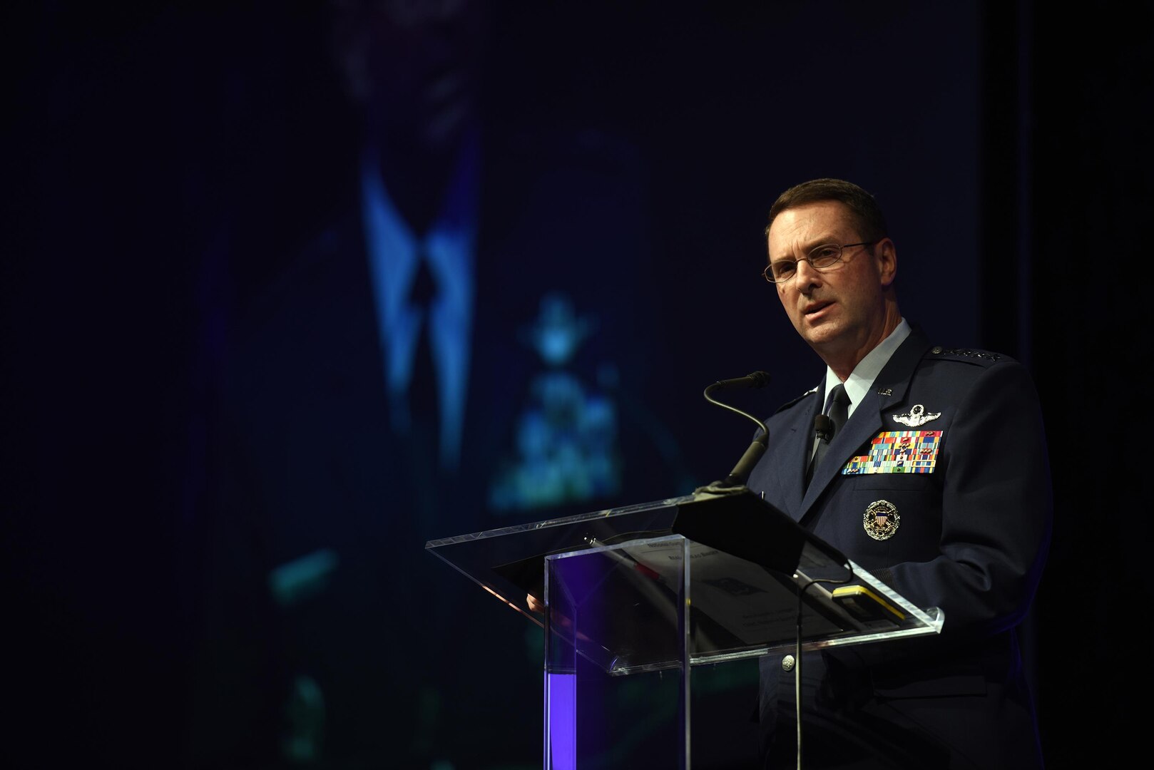 Air Force Gen. Joseph Lengyel, chief, National Guard Bureau, addresses the North American International Cyber Summit 2016, Detroit, Oct. 17, 2016. Hosted by Michigan Gov. Rick Snyder, the summit is a collaborative effort with the National Governors Association, the Department of Homeland Security, private industry, educators, students and local partners that started in 2011. 