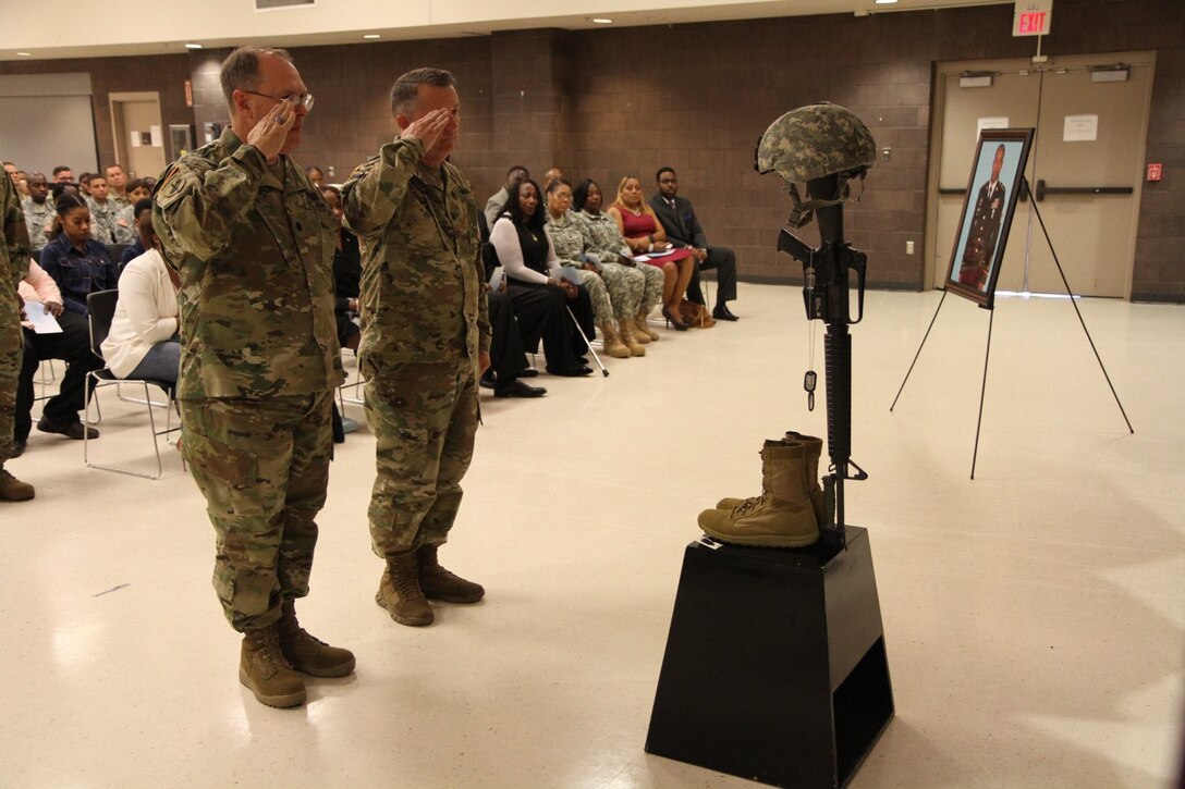 3d MCDS Chaplains render final salutes during the memorial ceremony held in honor of Master Sgt. Steven Graham.