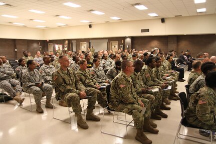 3d MCDS Soldiers, family and friends mourn the loss of a great soldier during the memorial ceremony held for Master Sgt. Steven Graham, Oct. 15, 2016.  Photo captured by Maj. Satomi Mack-Martin.