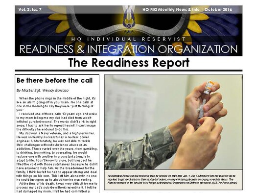 The Readiness Report is the official newsletter of Headquarters Individual Reservist Readiness and Integration Organization and is designed to deliver news and information to Air Force Individual Mobilization Augmentees and Participating Individual Ready Reservists.
