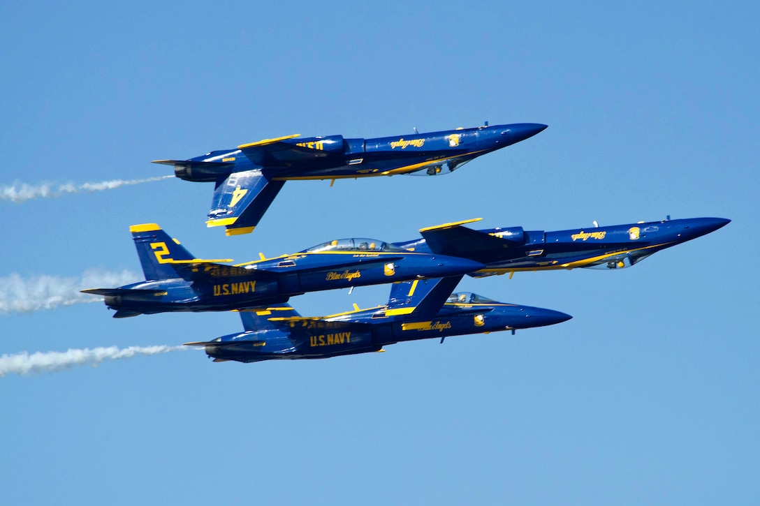 The Navy's Blue Angels perform during Maryland Fleet Week and Air Show, Baltimore, Oct. 16, 2016. Coast Guard photo by Petty Officer 2nd Class Lisa Ferdinando