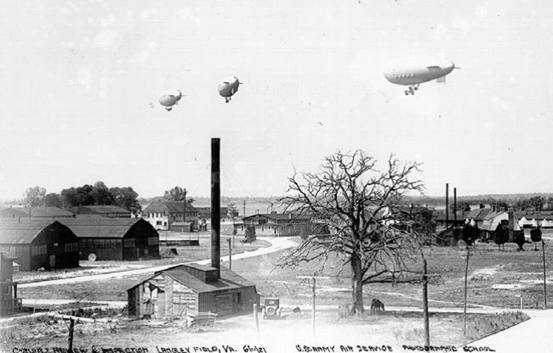 Langley airships over the main base during an aerial review, June 1921