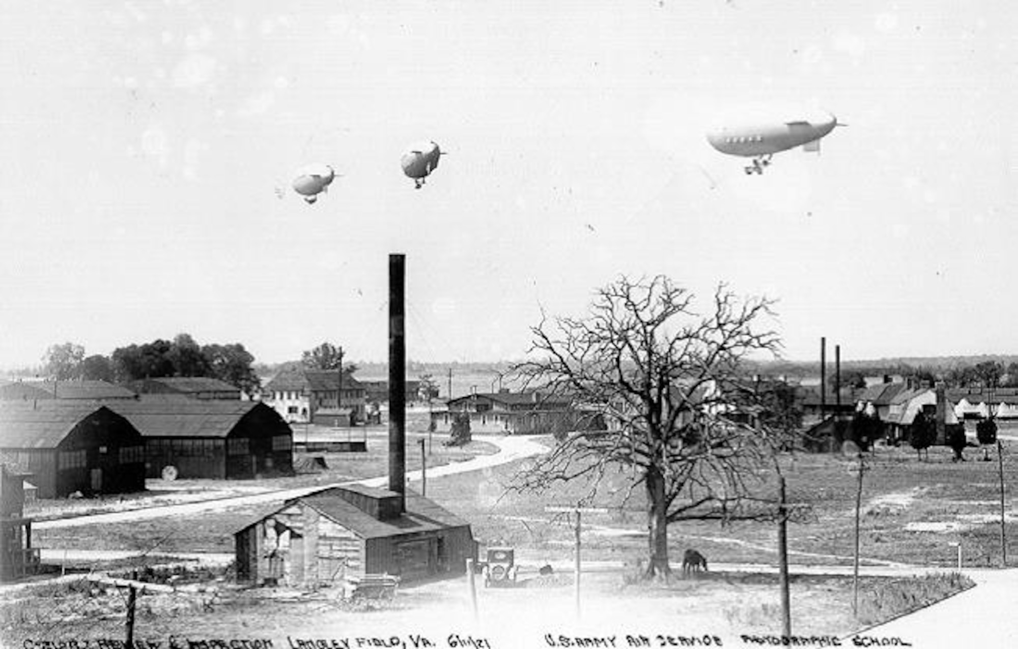 Langley airships over the main base during an aerial review, June 1921