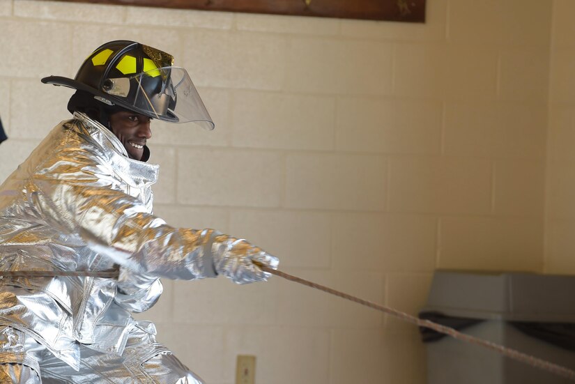 A member of the 438th Supply Chain Operation Squadron participates in an event during the Combat Challenge at Joint Base Langley-Eustis, Va., Oct. 14, 2016. This was the second annual Combat Challenge, and this year’s competitors almost doubled the amount that competed last year in honor of Fire Prevention Week. (U.S. Air Force photo by Senior Airman Kimberly Nagle)
