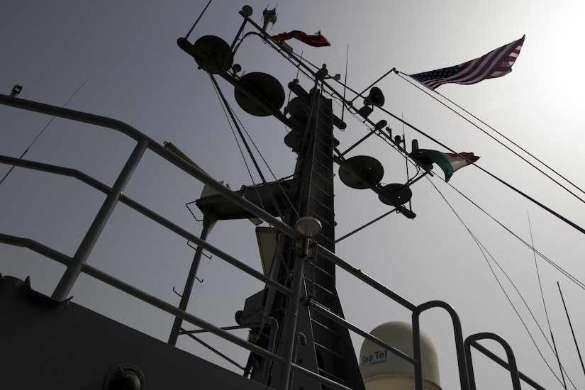 The MG Charles P. Gross sails in the Arabian Gulf to travel to international waters for weapons training, Oct. 3, 2016. (U.S. Army photo by Sgt. Brandon Hubbard)