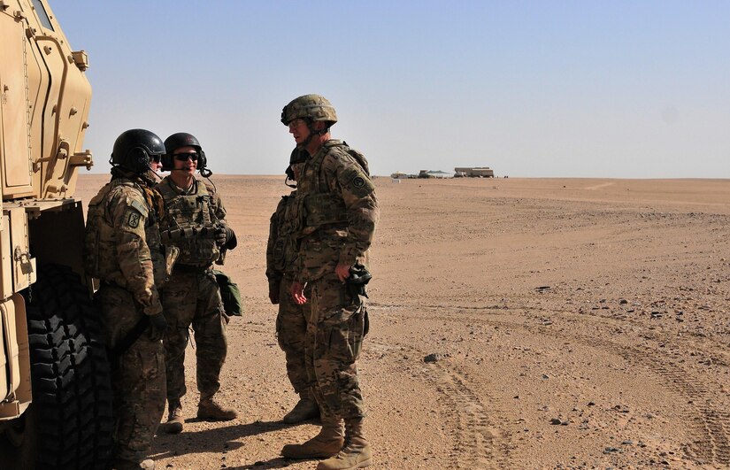 Maj. Gen. William B. Hickman, U.S. Army Central deputy commanding general of operations, made a trip out to see Soldiers of Alpha Company, 1st Battalion, 94th Field Artillery Regiment, certify on the M142 high mobility rocket system during a decisive action training environment exercise on Oct. 4, 2016 near Camp Buehring, Kuwait.  
During the visit Hickman offered words of encouragement to the Soldiers and conveyed how important they were to protecting ARCENT forces.  (U.S. Army photo by Sgt. Aaron Ellerman)
