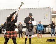 First Lt. Stephanie Riley, 693rd Intelligence Support Squadron, winds up her throw during a hammer throw competition during the 693rd Intelligence, Surveillance and Reconnaissance Group’s 5th Annual Highland Games in Wiesbaden, Germany, Oct. 14, 2016. Modeled after the Scottish Highland Games, the 693rd ISRG’s games tested the strength and endurance of competitors as they took a break from work to build camaraderie and morale. (U.S. Air Force photo by Staff Sgt. Timothy Moore)