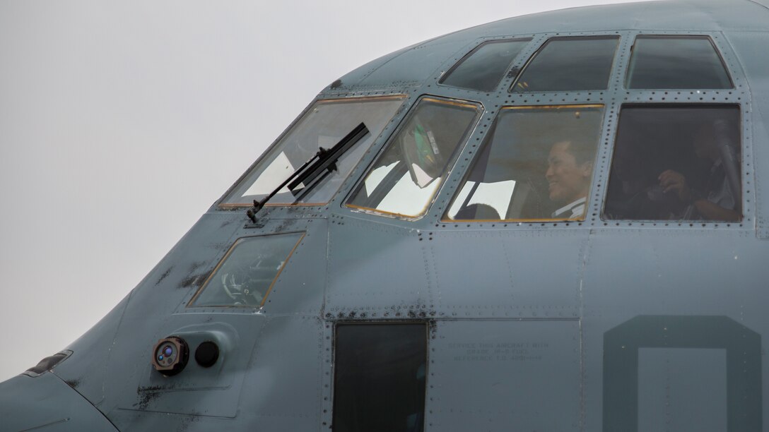 A Japan Air Self-Defense Force aviation cadet with the 12th Flight Training Wing from JASDF Hōfu-kita Air Base sits in the pilot seat of a KC-130J Hercules during a Japanese officer engagement program at Marine Corps Air Station Iwakuni, Japan, Oct. 19, 2016. Visiting the air station provided the cadets with the opportunity to interact with U.S. Marines and gain a greater knowledge and understanding of their present condition in Japan. The engagement program aims to enhance the understanding and working relationships between U.S. and Japanese pilots.