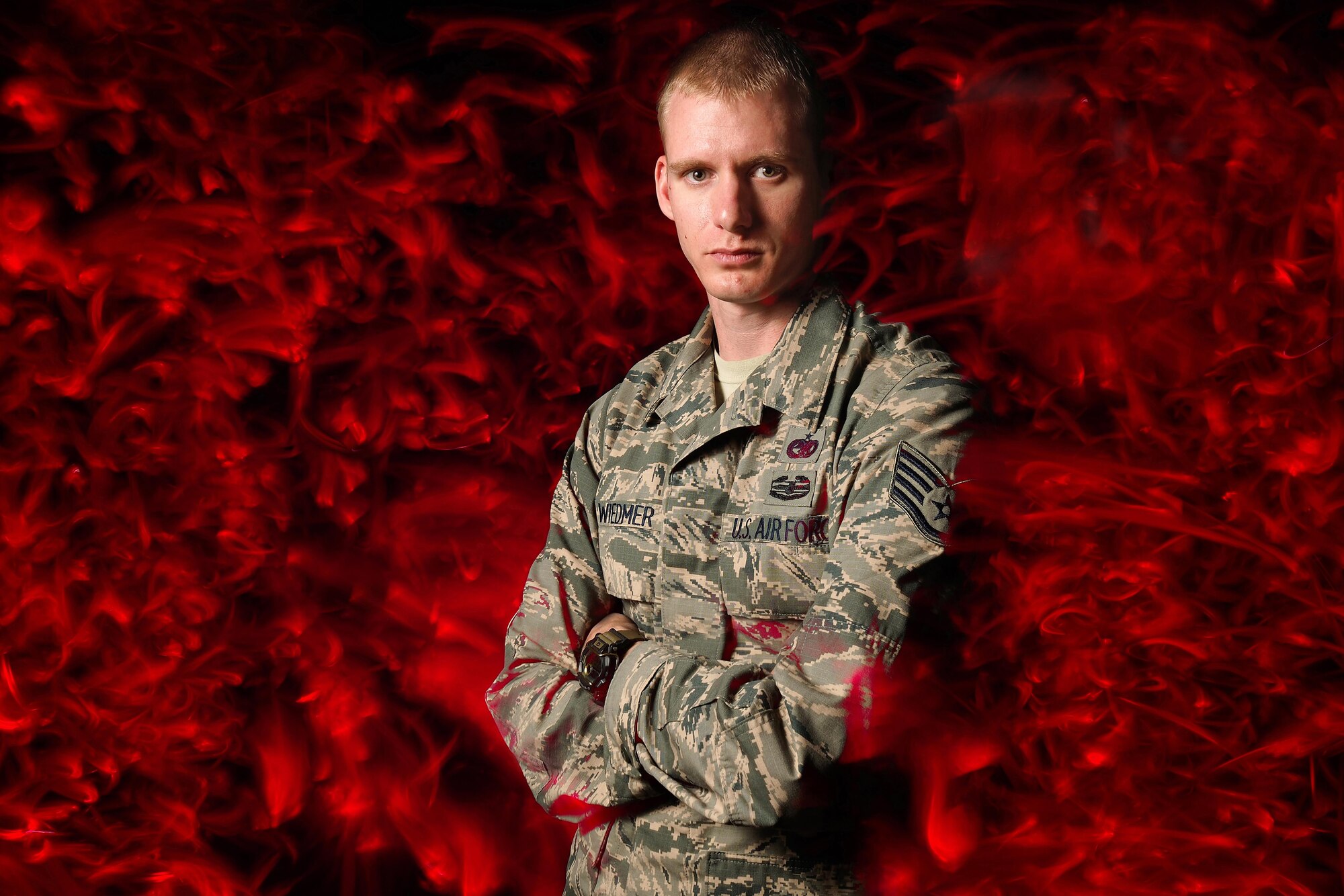 Air Force Staff Sgt. Christopher Wiedmer, a vehicle operator assigned to the 773d Logistics Readiness Squadron at Joint Base Elmendorf-Richardson, Alaska, poses for a portrait, Wednesday, Oct. 5, 2016.  Wiedmer received the Purple Heart after he was wounded by an improvised explosive device, and suffered a traumatic brain injury and severe burns, in Iraq during his 2011 deployment in support of Operation New Dawn while serving as a lead vehicle commander with the 424th Medium Truck Detachment. Wiedmer stresses how important resiliency was to his recovery, and finds fulfillment in mentoring young Airmen saying he strives to live up to the noncommissioned officer standards he was shown as a junior Airman.