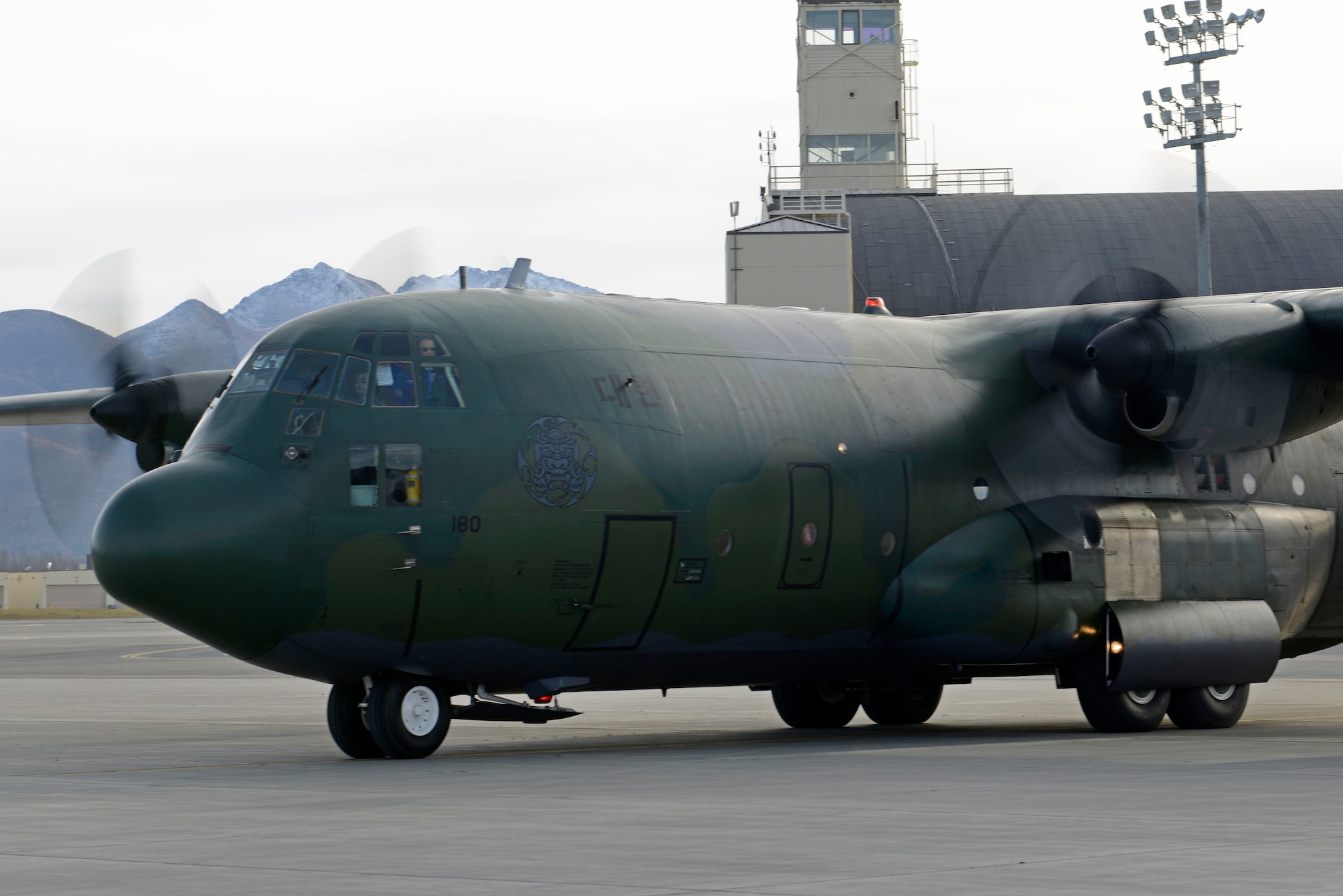 A Republic of Korea Air Force C-130 Hercules taxis on the flightline during Red Flag Alaska 17-1 at Joint Base Elmendorf-Richardson, Alaska, Oct. 19, 2016. Red-Flag Alaska 17-1 provides joint offensive counter-air, interdiction, close air support, and large force employment training in a simulated combat environment.