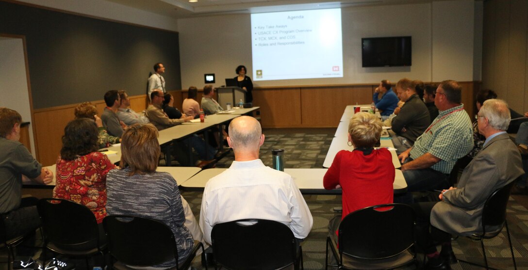More than 30 Omaha District employees attend a Brown Bag educational seminar Thursday, October 20 on an Introduction to the USACE Centers of Expertise (CX) Program with Ms. Donna Smigel, HQ USACE Program Manager. 