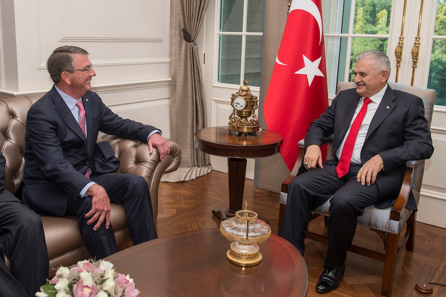 Defense Secretary Ash Carter meets with Turkish Prime Minister Binali Yildirim.
