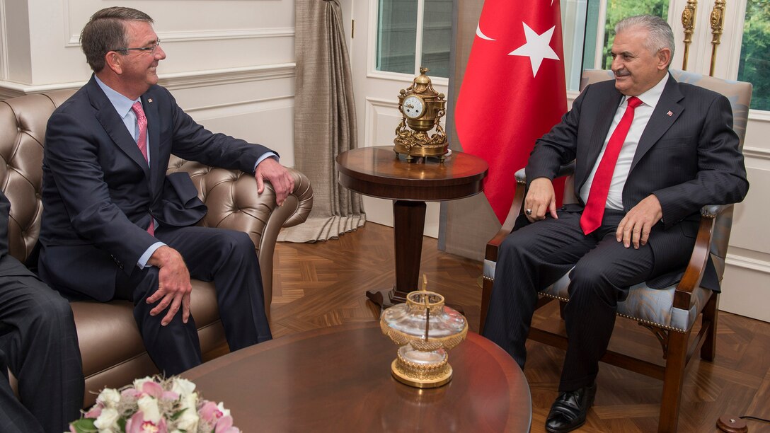 Defense Secretary Ash Carter met with Turkish leaders including Prime Minister Binali Yıldırım, in Ankara, Turkey, and reaffirmed his support for the long term strategic alliance between the two NATO allies.