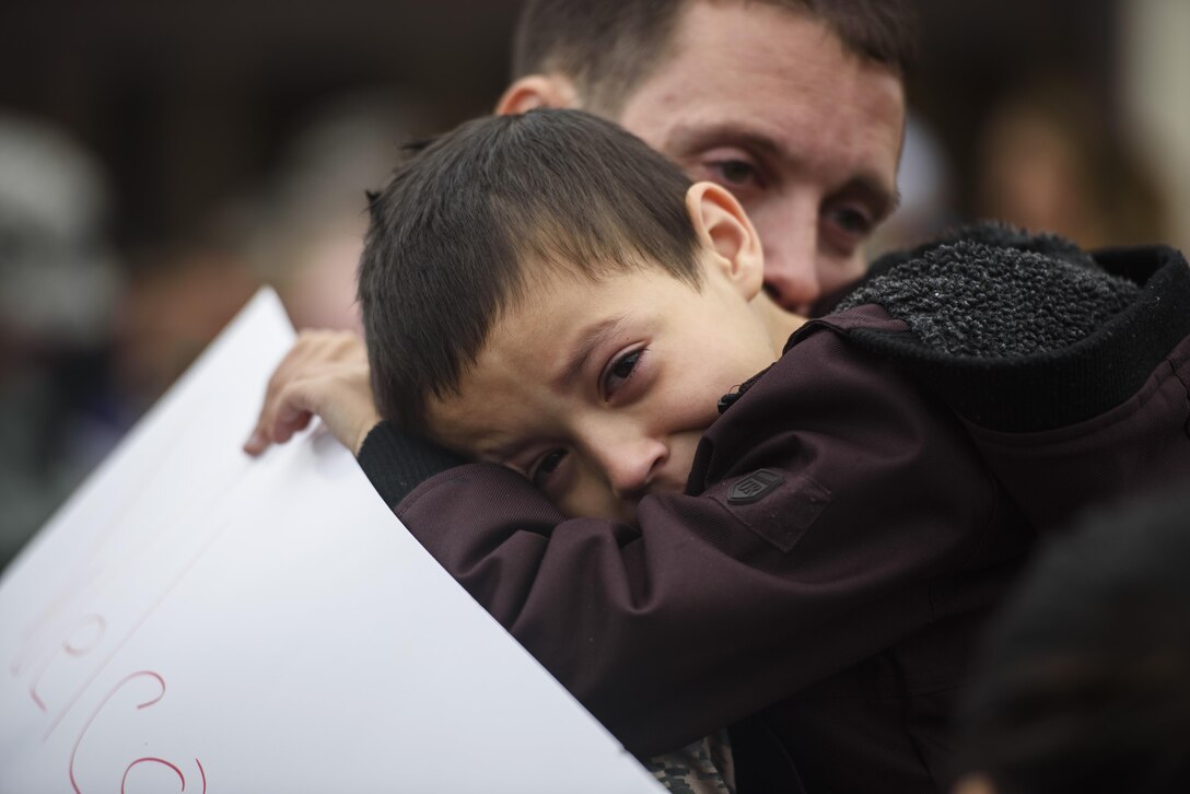 Airmen assigned to the 606th Air Control Squadron reunite with their family during the squadron’s return from deployment to Spangdahlem Air Base, Germany, Oct. 20, 2016. The Airmen served as part of the 727th Expeditionary Air Control Squadron in Southwest Asia which is composed of U.S. and coalition partners who monitor activity in the airspace surrounding their area of responsibility. (U.S. Air Force photo by Staff Sgt. Jonathan Snyder)