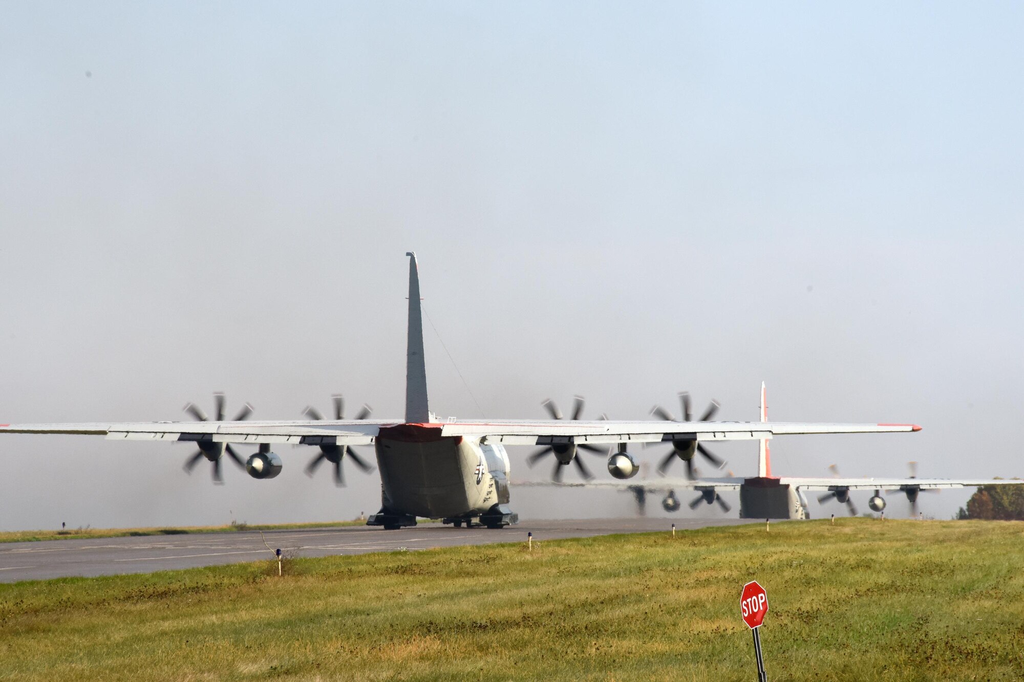 Two LC-130 "Skibirds" with the New York Air National Guard's 109th Airlift Wing sit on the ramp on Oct. 18, 2016, shortly before departing for McMurdo Station, Antarctica. This is the 29th season that the unit will participate in Operation Deep Freeze, the military component of the U.S. Antarctic Program, which is managed by the National Science Foundation. (U.S. Air National Guard photo by Master Sgt. William Gizara/Released)