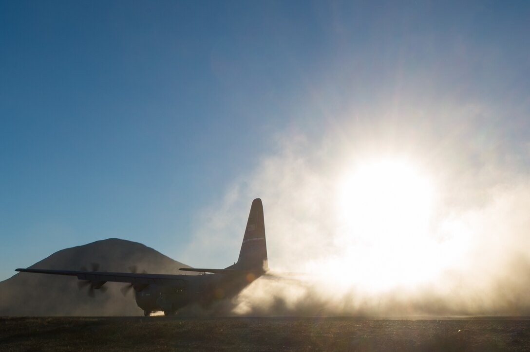 A C-130J Super Hercules from Dyess Air Force Base, Texas, lands at Donnelly Landing Zone, Alaska, during exercise Red Flag-Alaska 17-1, Oct. 14, 2016. Red Flag-Alaska is a series of Pacific Air Forces commander-directed field training exercises for U.S. and partner nation forces, providing combined offensive counter-air, interdiction, close air support, and large force employment training in a simulated combat environment. (U.S. Air Force photo/Master Sgt. Joseph Swafford)