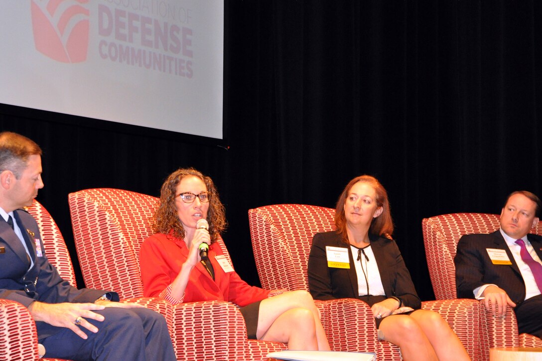 Abigail Beniston, City of Youngstown Code Enforcement and Blight Remediation Superintendent, joins the Air Force Reserve’s 910th Airlift Wing, based at Youngstown Air Reserve Station, Ohio, in discussing the Ohio city’s blight remediation collaboration project during the inaugural Ohio Defense Forum held at The Ohio State University here, Oct. 5, 2016. The purpose of the two-day forum was to create a united front for national security and defense in Ohio regarding the state’s defense and military industries and facilities in light of recent and potential upcoming Department of Defense programmatic changes and other future force-shaping including a Congressionally-directed Base Realignment and Closure, or BRAC. (U.S. Air Force photo/Master Sgt. Bob Barko Jr.) 
