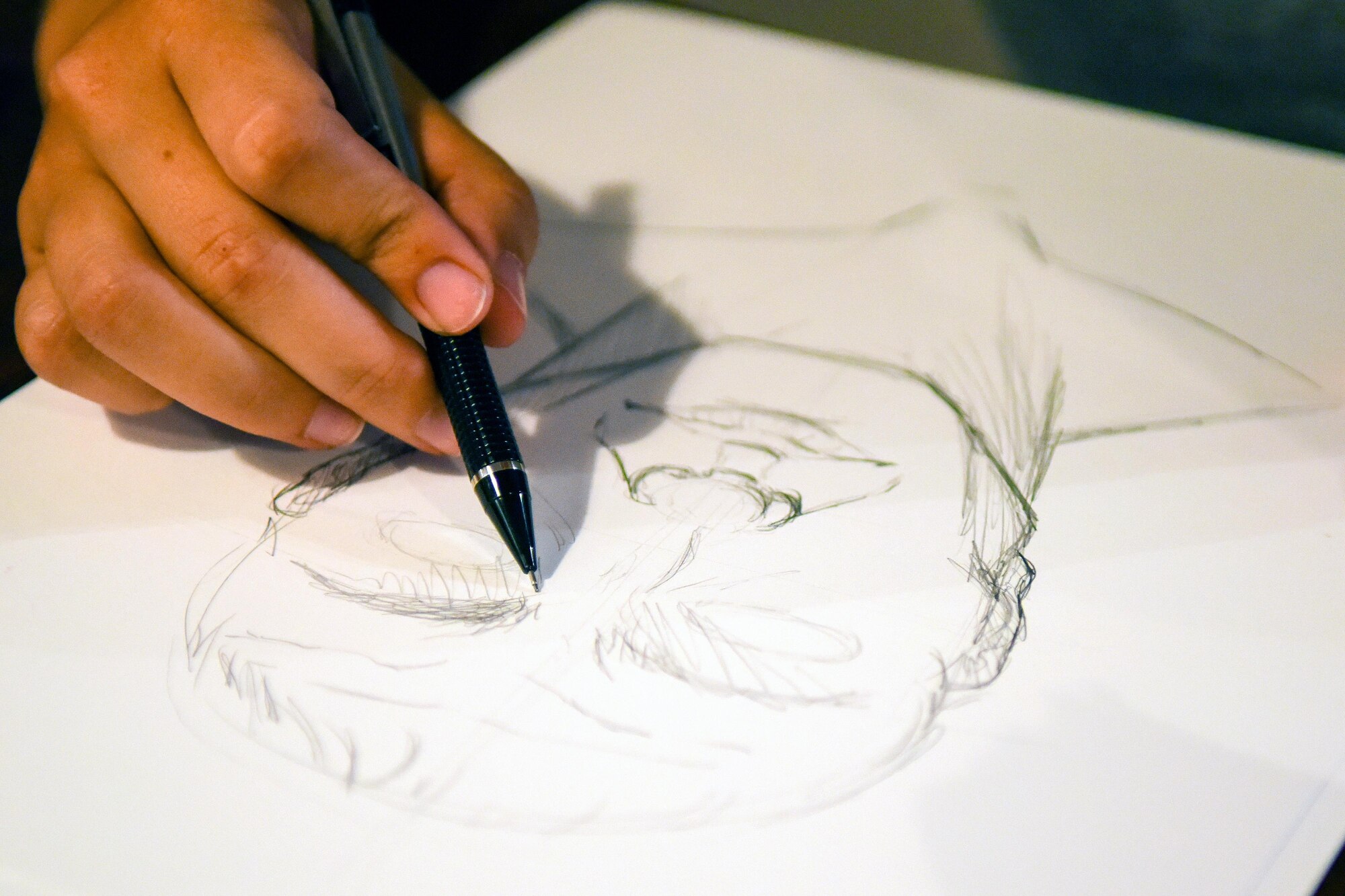 First Lt. Monica Hottle, Detachment 15 chief of education and training, sketches during a Painting Club meeting, Sept. 13, 2016, at Seymour Johnson Air Force Base, North Carolina. The Seymour Johnson Painting Club welcomes all types of artists into the club including acrylic or pencil style. (U.S. Air Force photo by Airman Shawna L. Keyes) 