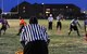 U.S. Air Force Master Sgt. David Shaw, the NCO in charge of the Whiteman Base Honor Guard, officiates the intramural flag-football championship game at Whiteman Air Force Base, Mo., Oct 17, 2016. The championship game was played between the 509th Security Forces Squadron and the 509th Aircraft Maintenance Squadron. (U.S. Air Force photo by Senior Airman Joel Pfiester)