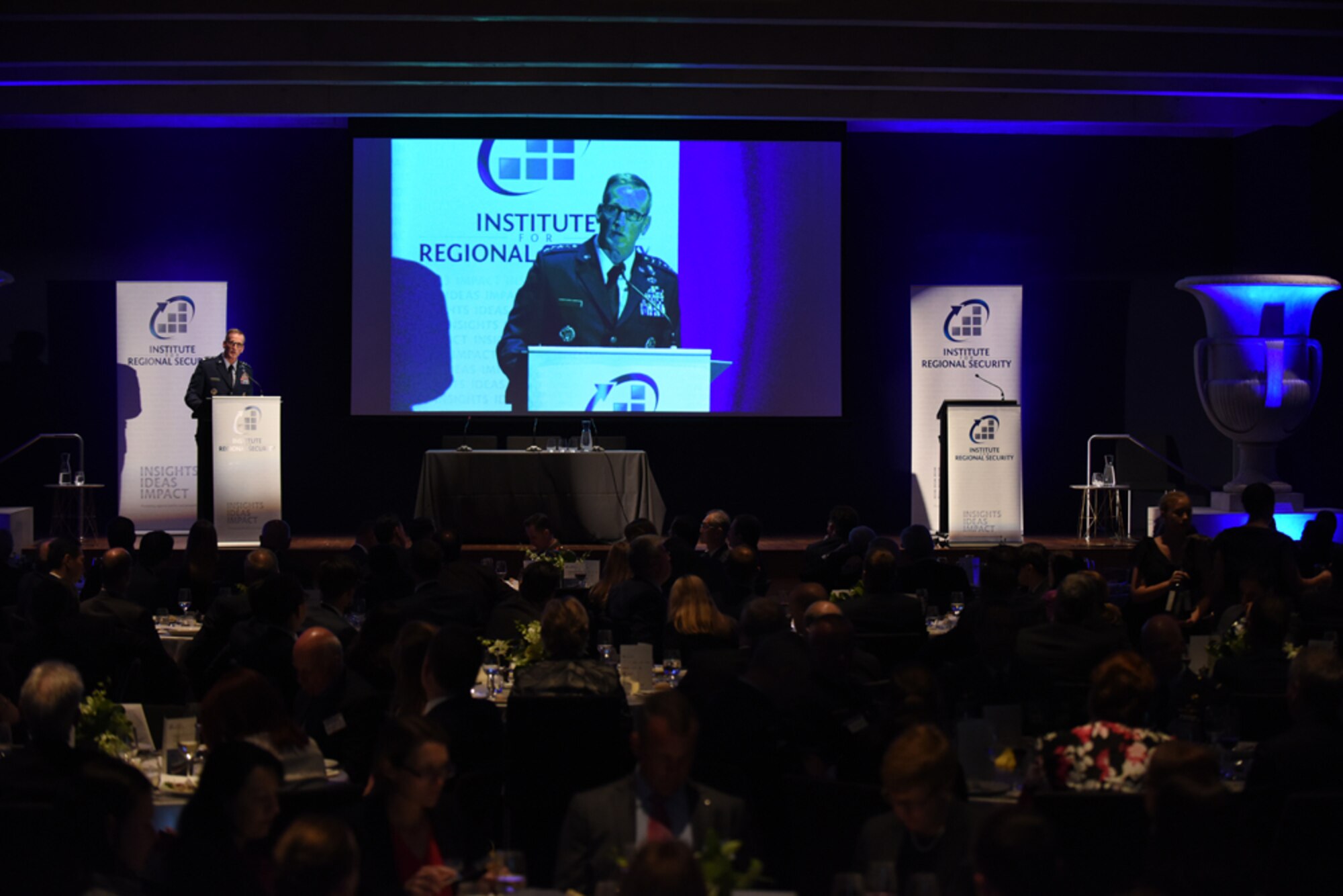U.S. Air Force Gen. Terrence J. O’Shaughnessy, Pacific Air Forces (PACAF) commander delivers a speech during the Institute for Regional Security (IFRS) Strategic Dialogue in Australia, Oct. 18, 2016.  The IFRS marks the first opportunity O'Shaughnessy has had since taking command of PACAF to meet Royal Australian Air Force Chief of Air Force and represent U.S. Pacific Command to several high-level Australian government officials.  (Courtesy photo)