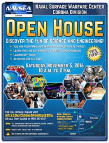 Flyer for NSWC Corona Open House 2016