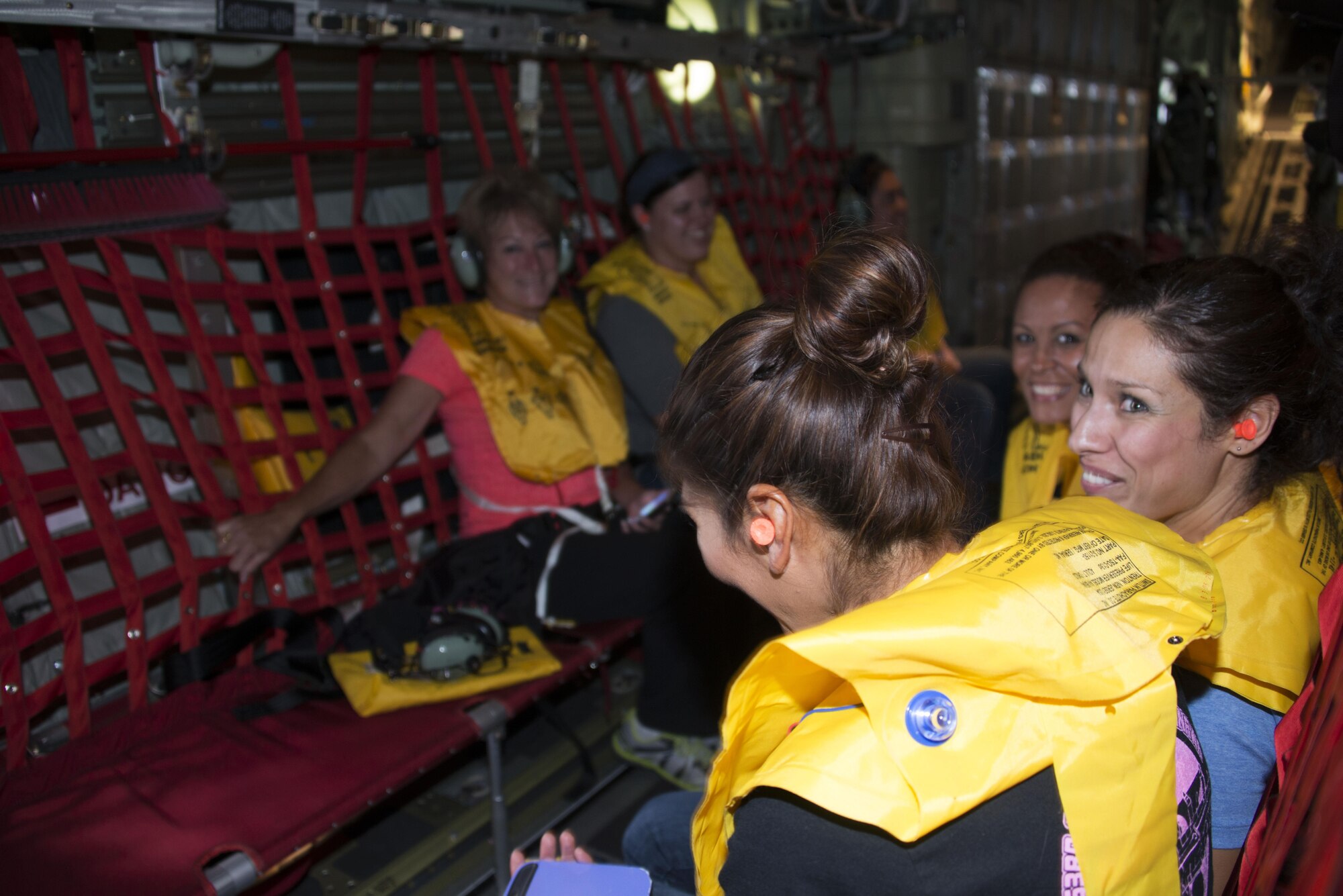 Spouses from the 353rd Special Operations Group received a familiarization flight on a MC-130J Commando II. The 353rd SOG hosted a day of activities at Kadena Air Base to honor military spouses, Oct. 6, 2016. (U.S. Air Force photo by Capt. Jessica Tait)