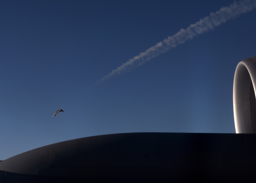 A U.S. Air Force F-16 Fighting Falcon assigned to the 36th Fighter Squadron out of Osan Air Base, Republic of Korea, inverts as it heads back to the fight after refueling from a KC-135 Stratotanker out of McConnell Air Force Base, Kan., Oct. 10, 2016, during a RED FLAG-Alaska (RF-A) 17-1 mission. RF-A exercises provide realistic combat training to joint and international forces essential to the success of air and space operations with minimal impact on the environment within more than 67,000 square miles of airspace inside the Joint Pacific Alaska Range Complex. (U.S. Air Force photo by Master Sgt. Karen J. Tomasik)