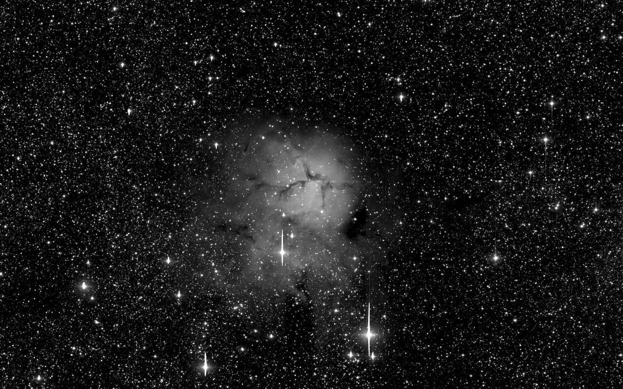 A view of the M20 Trifid Nebula, or NGC6514, taken by the Space Surveillance Telescope. Approximately 5,000 light years away from Earth, the nebula is near the outer limits of objects bright enough visible to the naked eye. DoD photo