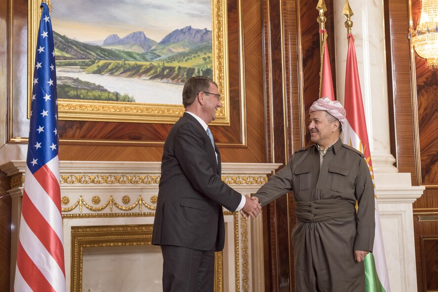 Defense Secretary Ash Carter meets with President of the Iraqi Kurdistan Region Massoud Barzani.
