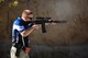 U.S. Air Force 2nd Lt. Casey Ryan, 55th Security Forces Squadron Officer-in-Charge of Logistics, fires at silhouette targets place inside of a berm at the Eastern Nebraska Gun Club on Sept. 28 in Louisville, Neb.  Ryan is a member of the Air Force’s competition shooting team where he fires a combination of three types of guns and several targets.  Ryan also has the additional duty as Officer-in-Charge of the Emergency Services Team (SWAT) for Offutt Air Force Base.  (U.S. Air Force photo by Josh Plueger)