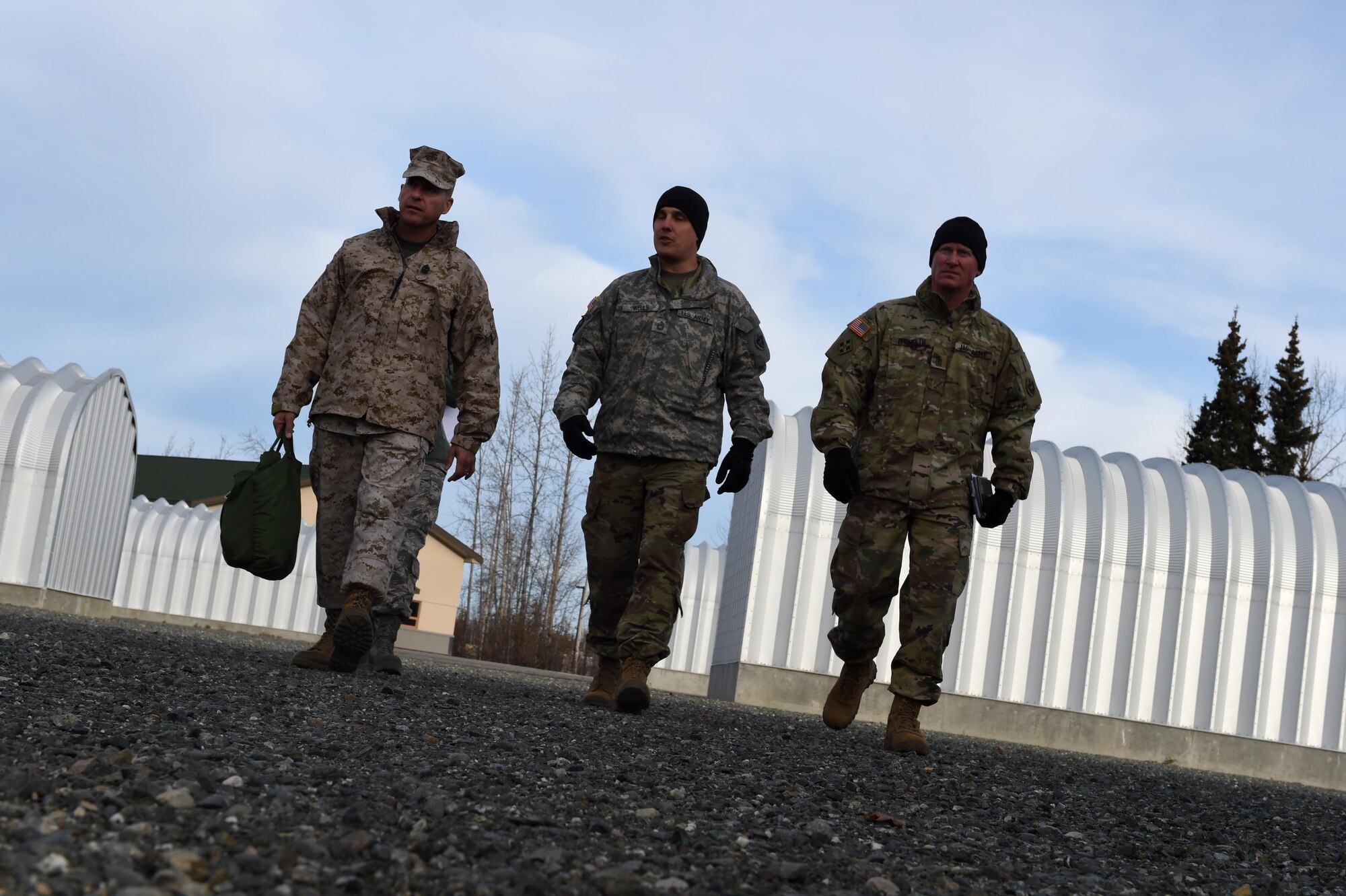 Marine Corps Sgt. Maj. Anthony Spadaro, U.S. Pacific Command senior enlisted leader, tours the Airborne Sustainment Training Area, at Joint Base Elmendorf-Richardson, Alaska, Oct. 19, 2016. Spadaro, a native of New Brunswick, New Jersey visited JBER for a three day immersion tour Oct. 19 to 21, 2016. Spadaro provides the PACOM commander with the enlisted perspective on theater security cooperation, encouraging peaceful development, responding to contingencies, and deterring aggression throughout the Indo-Asia-Pacific region. This was his first visit to Alaska. 