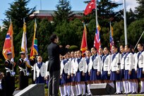 BUSAN, Republic of Korea (Oct. 24, 2016) Members of a Busan youth choir sing during the 71st annual UN Day ceremony. The United Nation Day ceremony is held every year to honor those who died serving in the Korean War. (U.S. Navy photo by Petty Officer 2nd Class Jermaine M. Ralliford)

