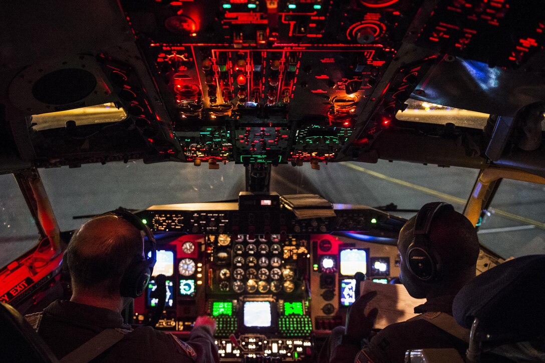 An Air Force KC-135 Stratotanker taxis down the runway at Joint Base Elmendorf-Richardson, Alaska, Oct. 20, 2016, to provide refueling capabilities to Canadian air force CF-18s during Vigilant Shield 2017, a training exercise in the high Arctic. The aircraft is assigned to the 912th Air Refueling Squadron from March Air Force Base, Calif. Air Force photo by Tech. Sgt. Gregory Brook