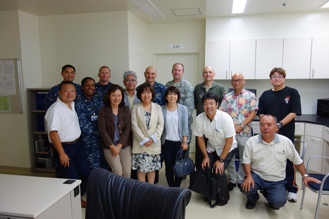 Several Joint Public Epidemiological Action Center for Health members meet with University of the Ryukyus professors and Okinawa Prefectural Government representatives U.S. Naval Hospital Department of Preventive Medicine, Camp Foster, Japan, Oct. 13, 2016. The University of the Ryukyus and the OPG are spearheading translational research projects (scientific research that directly leads to interventions, technology, and methods that can be put into use) to prevent the spread of infectious disease across Okinawa. (courtesy photo)