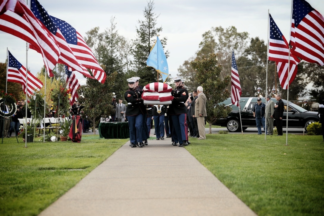 Medal of Honor recipient Master Sergeant Richard A. Pittman was laid to rest in Lodi, Calif., Oct. 24, 2016. Master Sgt. Pittman passed away on Oct. 13, 2016. He served with 3rd Battalion, 5th Marines during the Vietnam War and earned the Medal of Honor for his relentless fight against the enemy on Jul. 24, 1966 that advanced his platoon's position and saved many of his fellow Marines' lives.