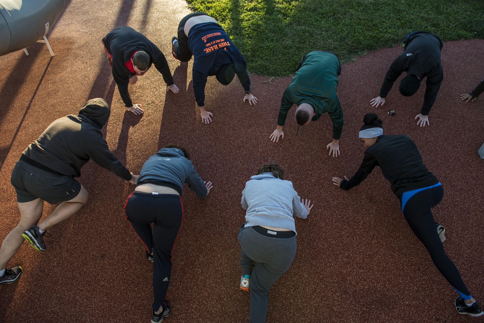 835th Cyberspace Operations Squadron works together to complete a series of exercises during the Communication Fitness Challenge, Scott Air Force Base, Ill., Oct. 21, 2016. The 375th Communications Group hosted its first ever Communication Fitness Challenge, where cyber units on Scott Air Force Base competed against each other in various challenges to test their knowledge of communications, Oct. 21, 2016. The 38th Cyberspace Squadron, 835th Cyberspace Operations Squadron, Air Force Network Integration Center, Cyberspace Support Squadron, Transportation Command, 375th Communications Squadron, 375th Communications Support Squadron, and Defense Information Systems Agency took part in the five-phase challenge, which included a capture the flag, ultimate Frisbee, and numerous mental contests.   DISA took first place, 375th CS took second, and 375th CSPTS took third. (U.S. Air Force photo by Staff Sgt. Jodi Martinez)