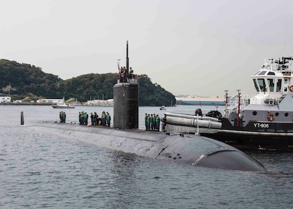 161025-N-ED185-077
TOKYO BAY, Japan (Oct. 25, 2016) - The Los Angeles-class attack submarine USS Columbia (SSN 771) prepares to moor at Fleet Activities Yokosuka. Columbia is visiting Yokosuka for a port visit. U.S. Navy port visits represent an important opportunity to promote stability and security in the Indo-Asia-Pacific region, demonstrate commitment to regional partners and foster relationships. (U.S. Navy photo by Petty Officer 2nd Class Brian G. Reynolds/Released)
