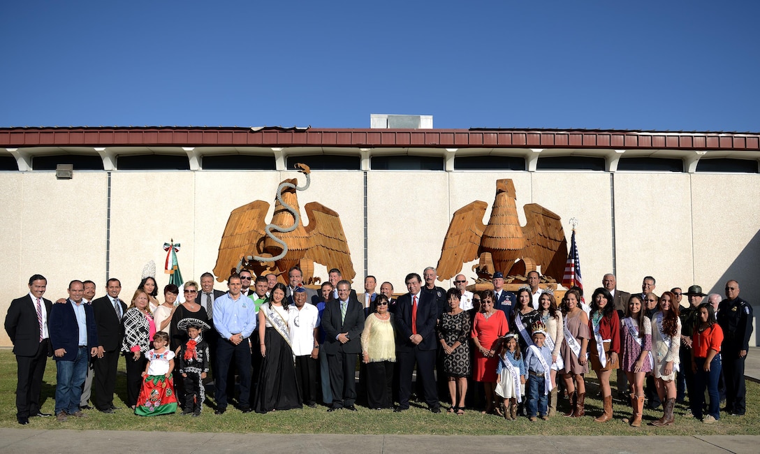 Distinguished guests from the United States and Mexico pose for a group photo at the Convention Center in Del Rio, Texas, Oct. 21, 2016. Representatives embraced; showing a symbolic gesture of friendship referred to as “El Abrazo” at the 56th anniversary of the signing of the Amistad Dam treaty by U.S. President Dwight D. Eisenhower and Mexican President Adolfo Lopez Mateos on Oct. 24, 1960. (U.S. Air Force photo/Airman 1st Class Benjamin N. Valmoja)