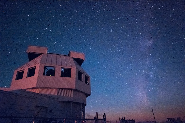 WHITE SANDS MISSILE RANGE, N.M. - The Milky Way is visible as the Space Surveillance Telescope performs nighttime operations near White Sands Missile Range, New Mexico Oct. 18, 2016. The telescope was designed for space situational awareness and will be moved to Australia to become part of the 21st Space Wing’s network of ground-based sensors by 2020. (Courtesy photo)