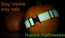 People are encouraged to have fun this Halloween, but to also be safe. Adding reflective tape and stripping to garments, costumes and trick-or-treat bags increases your visibility during nighttime. Motorists are also reminded to be cautious while driving. (U.S. Air Force photo illustration/Senior Airman Nick J. Daniello)