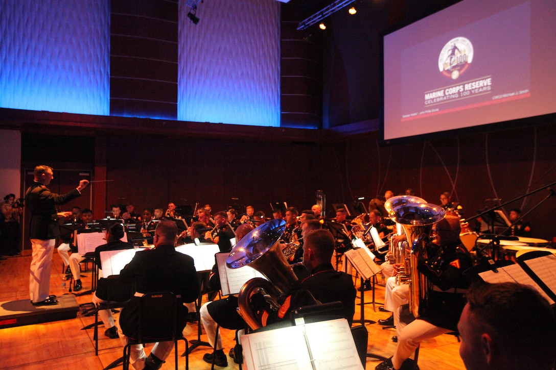 Marine Corps Band New Orleans Jazz Ensemble performs for the local community during the Marine Forces Reserve Centennial Celebration concert at the Conservatorio de Musica de Puerto Rico in San Juan, Puerto Rico, Oct 18, 2016. The Marine Corps Reserve is commemorating 100 years of rich history, heritage, espirit-de-corps, and a bond with Puerto Rico and communities across the U.S. The celebration recognizes the Reserve's essential role as a crisis response force and expeditionary force in readiness, constantly preparing to augment the active component. (U.S. Marine photo by Master Sgt. John A. Lee, II / Released)