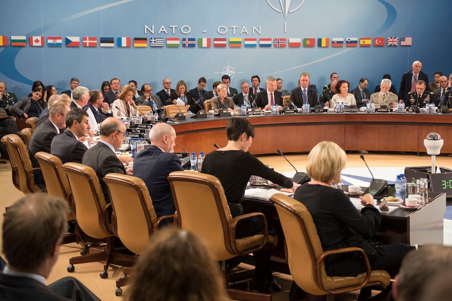 Defense Secretary Ash Carter attends a North Atlantic Council meeting at NATO headquarters in Brussels.