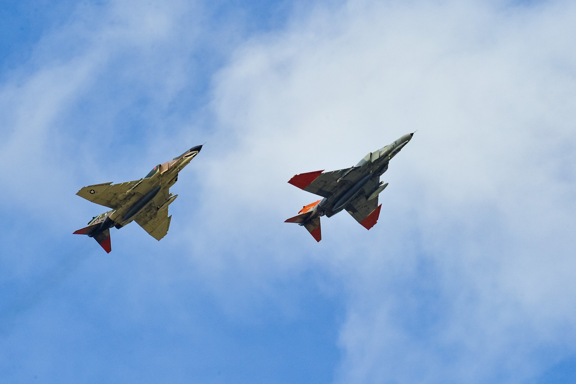 QF-4 Aerial Target aircraft piloted by Jim Harkins, left, and Lt. Col. Ron King, both from the 82nd Aerial Targets Squadron, Detachment 1, Holloman Air Force Base, New Mexico, perform a flyby Oct. 25 at Hill Air Force Base. (U.S. Air Force photo by R. Nial Bradshaw)