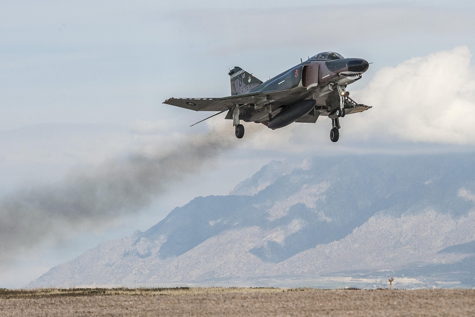 A QF-4 Aerial Target aircraft in manned configuration, piloted by Jim Harkins, 82nd Aerial Targets Squadron, Detachment 1, performs a flyby at Hill Air Force Base, Oct. 25. (U.S. Air Force photo by Paul Holcomb)