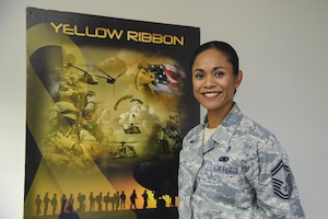 Senior Master Sgt. Ellie Torres, 940th Aerospace Medicine Squadron superintendent of nursing services, became the new Yellow Ribbon Reintegration Program representative for the 940th Air Refueling Wing, October 1st, 2016, Beale Air Force Base California. Torres is the unit's first representative in nearly two years. (U.S. Air Force photo by Senior Airman Tara R. Abrahams)