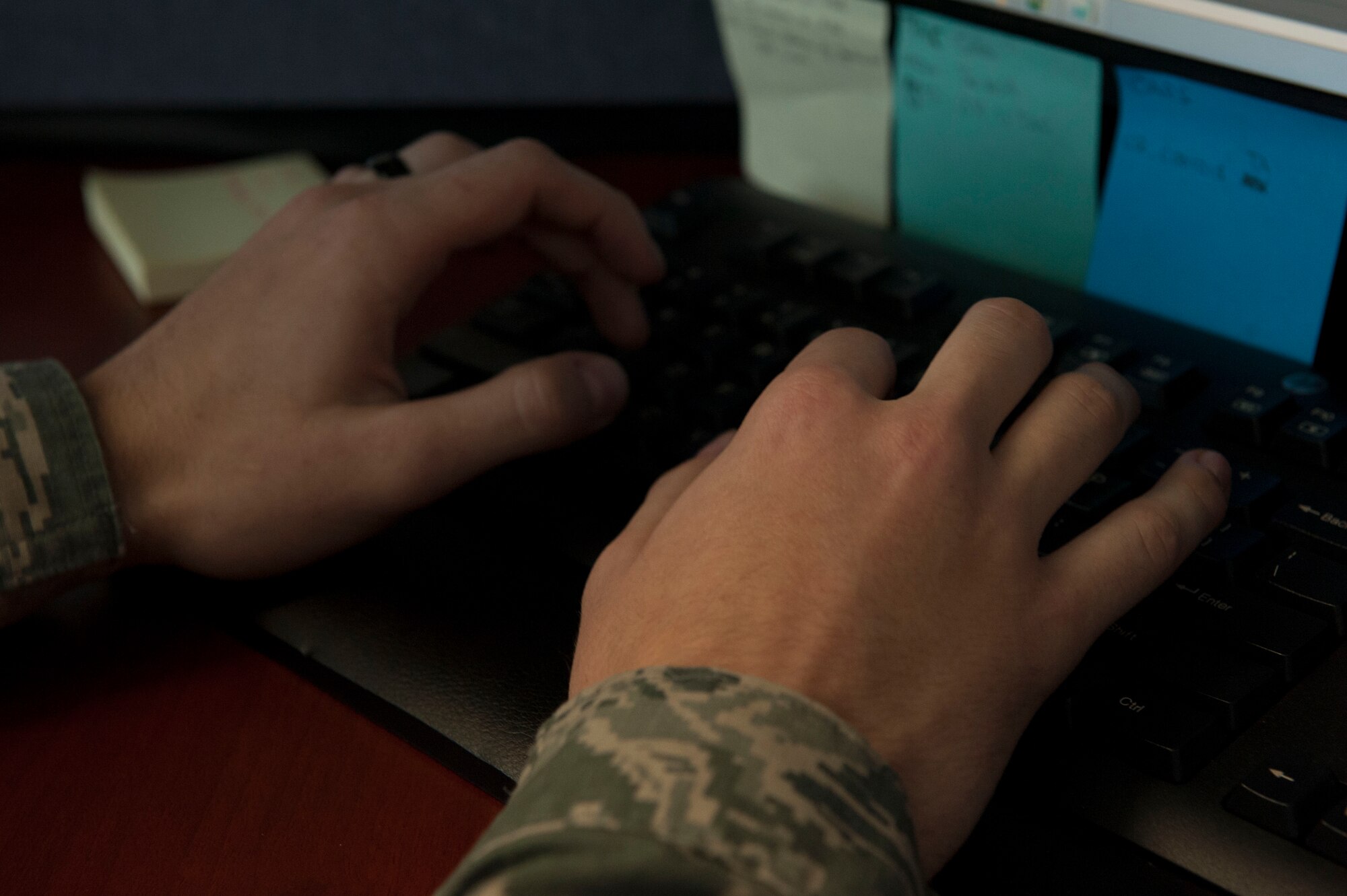 U.S. Air Force Senior Airman Jens Kaiser, 18th Comptroller Squadron budget analyst, certifies documents in the Automated Business Service System Oct. 25, 2016, at Kadena Air Base, Japan. The ABSS system manages funding requests, Government Purchase Card transactions and overall financial accountability and documentation for the base. (U.S. Air Force photo by Senior Airman Lynette M. Rolen/Released)