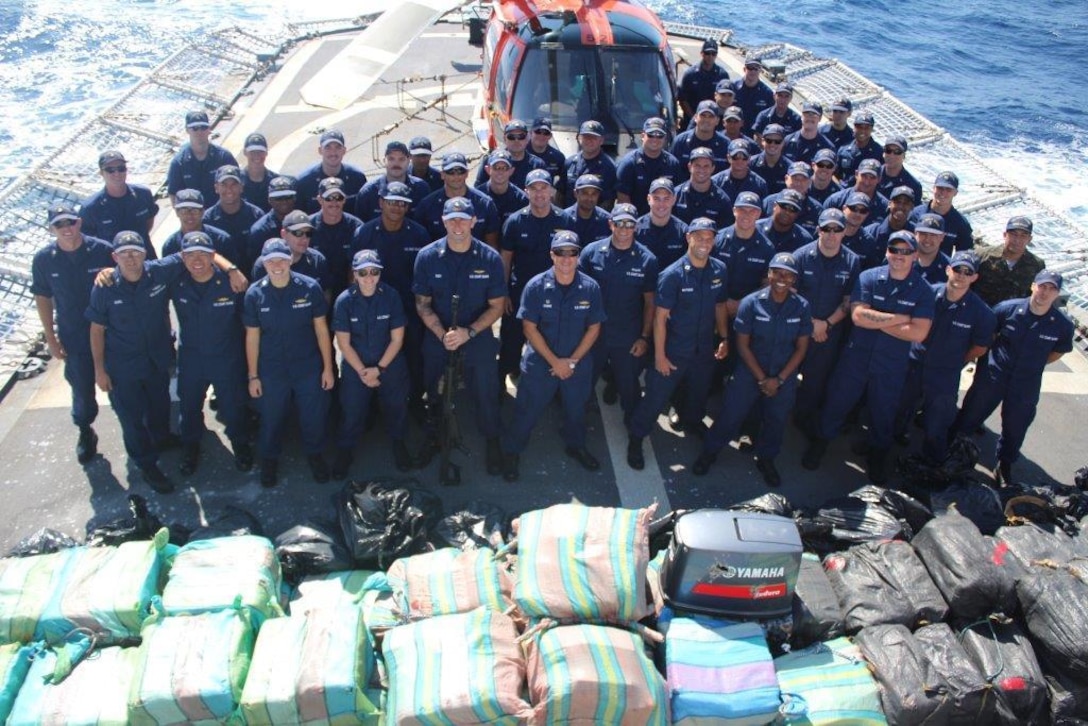 Coast Guard Cutter Valiant crew seized approximately $141 million worth of contraband. These counter-drug interdictions were carried out as part of Operation Martillo, an international operation focused on sharing information and bringing together air, land, and maritime assets from the U.S. Department of Defense, the Department of Homeland Security, and Western Hemisphere and European partner nation agencies to counter illicit trafficking. (U.S. Coast Guard photo/CGC Valiant)