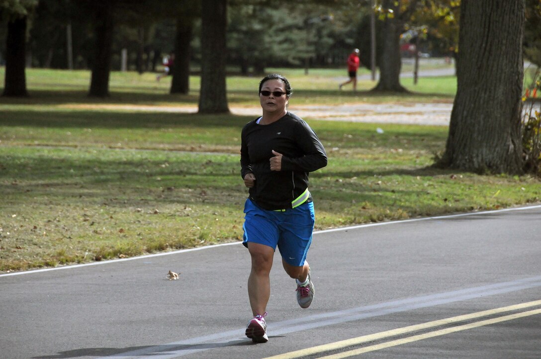 Master Sgt. Christina Fowler, assigned to the U.S. Army Reserve's 78th Training Division, participated in a Red Ribbon 5K Run/3K Walk Oct. 26 at Joint Base McGuire-Dix-Lakehurst, New Jersey.  The event was sponsored by the base's Army Substance Abuse Program office.  Red Ribbon Week pays homage to all the men and women who have made the ultimate sacrifice in support of our nation's struggle against drug trafficking and abuse.