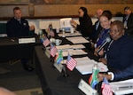 Bilateral Defense Committee Co-Chair Dr. Thobelile Gamade, the Chief of South African Defense Policy, Strategy and Planning, at right, provides concluding remarks alongside her counterpart Amanda Dory, the U.S. deputy assistant secretary of defense for African affairs. The senior leaders of the South African National Defense Forces discussed training and exercise opportunities for 2017 during the U.S. and Republic of South Africa Bilateral Defense Committee meeting Oct. 26, 2016, at the New York State Military Museum in Saratoga Springs, N.Y. 