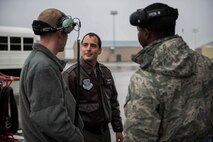 Capt. Chad Halverstadt, 93rd Air Refueling Squadron pilot, leads an inspection of a KC-135R Stratotanker Oct. 27, 2016 at Fairchild Air Force Base, Wash.  Halverstadt and 92nd Maintenance Squadron crew chiefs ensured the plane was mission-ready. (U.S. Air Force photo/Senior Airman Nick J. Daniello)